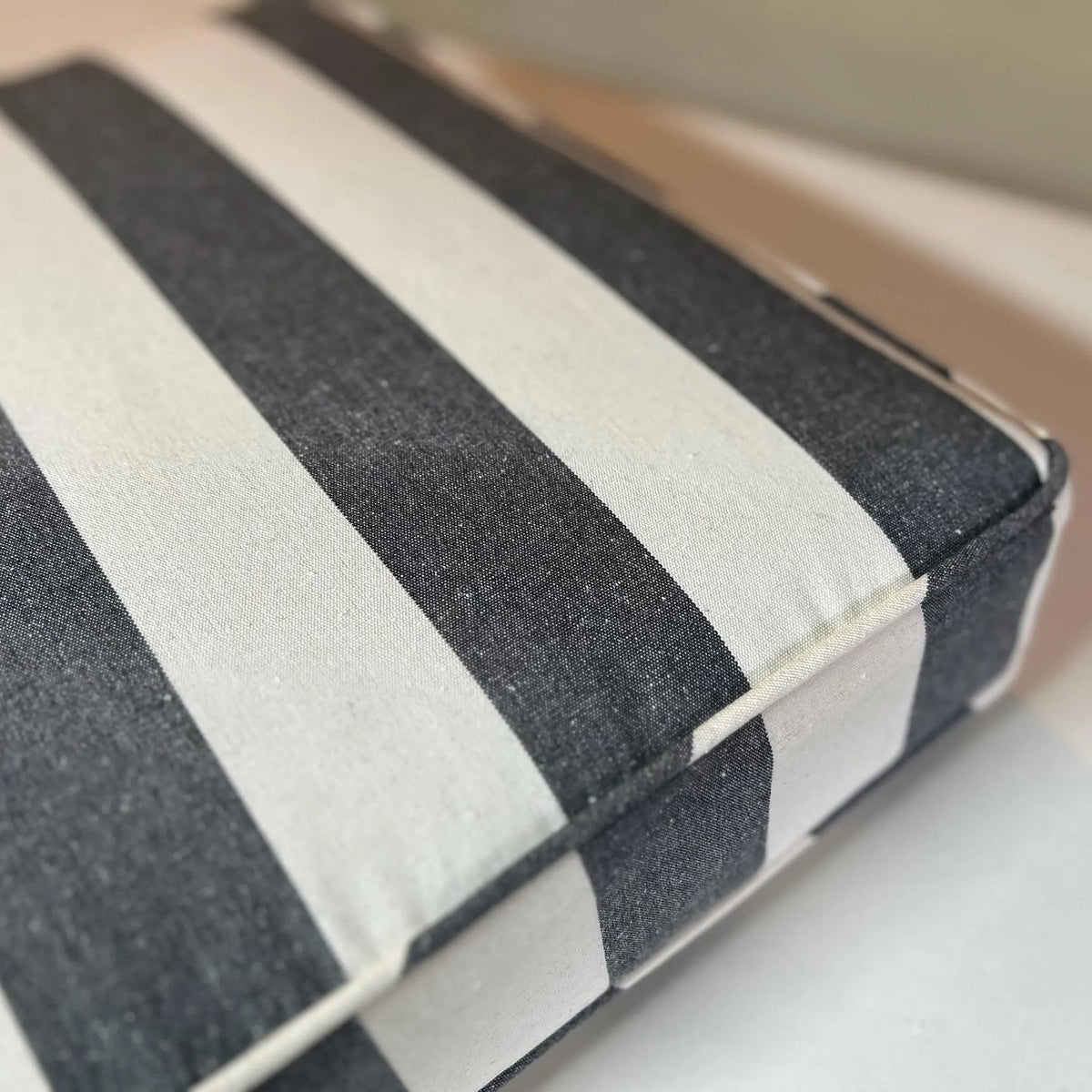 Made-to-Measure Woven Stripe, Canvas and Devon Box Cushion: Bench or Window Seat