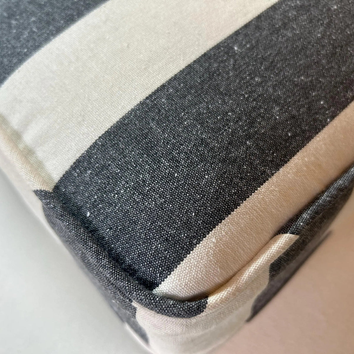 Made-to-Measure Woven Stripe, Canvas and Devon Box Cushion: Bench or Window Seat